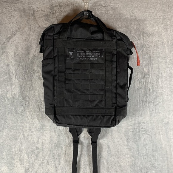 Under Armour UA Project Rock Backpack Box Duffle Bag Black Molle Traning Bag - Picture 1 of 6